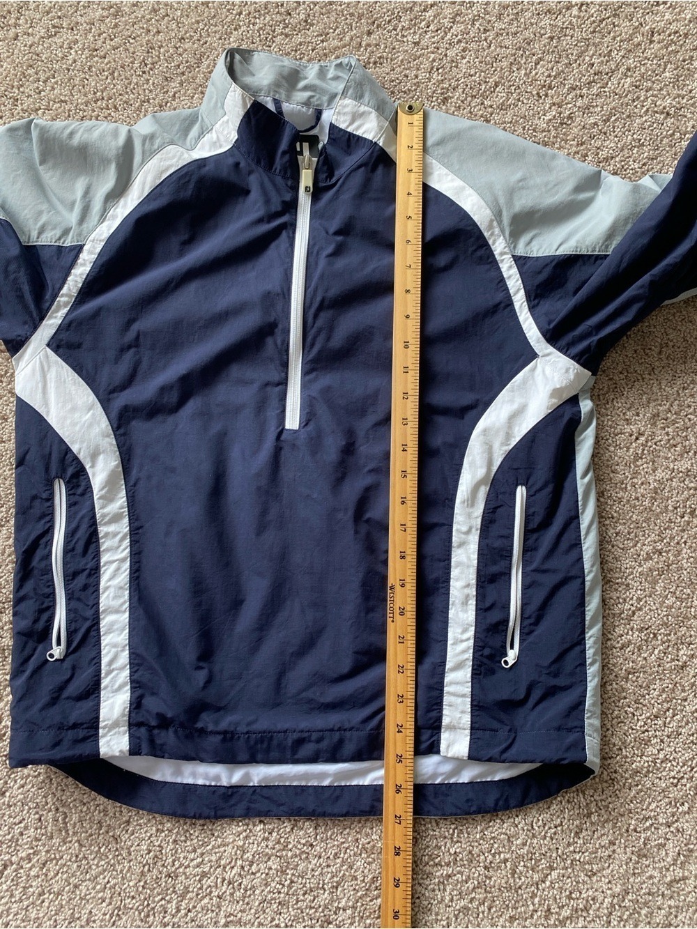 Footjoy 1/2 Zip Wind Jacket Long Sleeve Lined Navy/Grey Men Size S - Picture 12 of 12